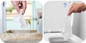 Can you flush wipes down the toilet or should they go in the bin